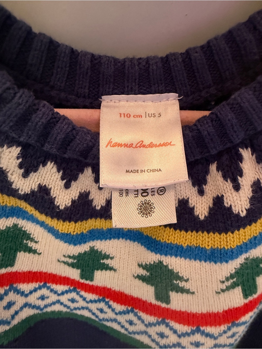 Hanna Andersson Navy Multicolor Fair Isle Crewneck Sweater